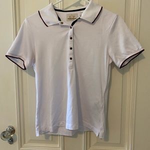 EP pro white golf shirt.